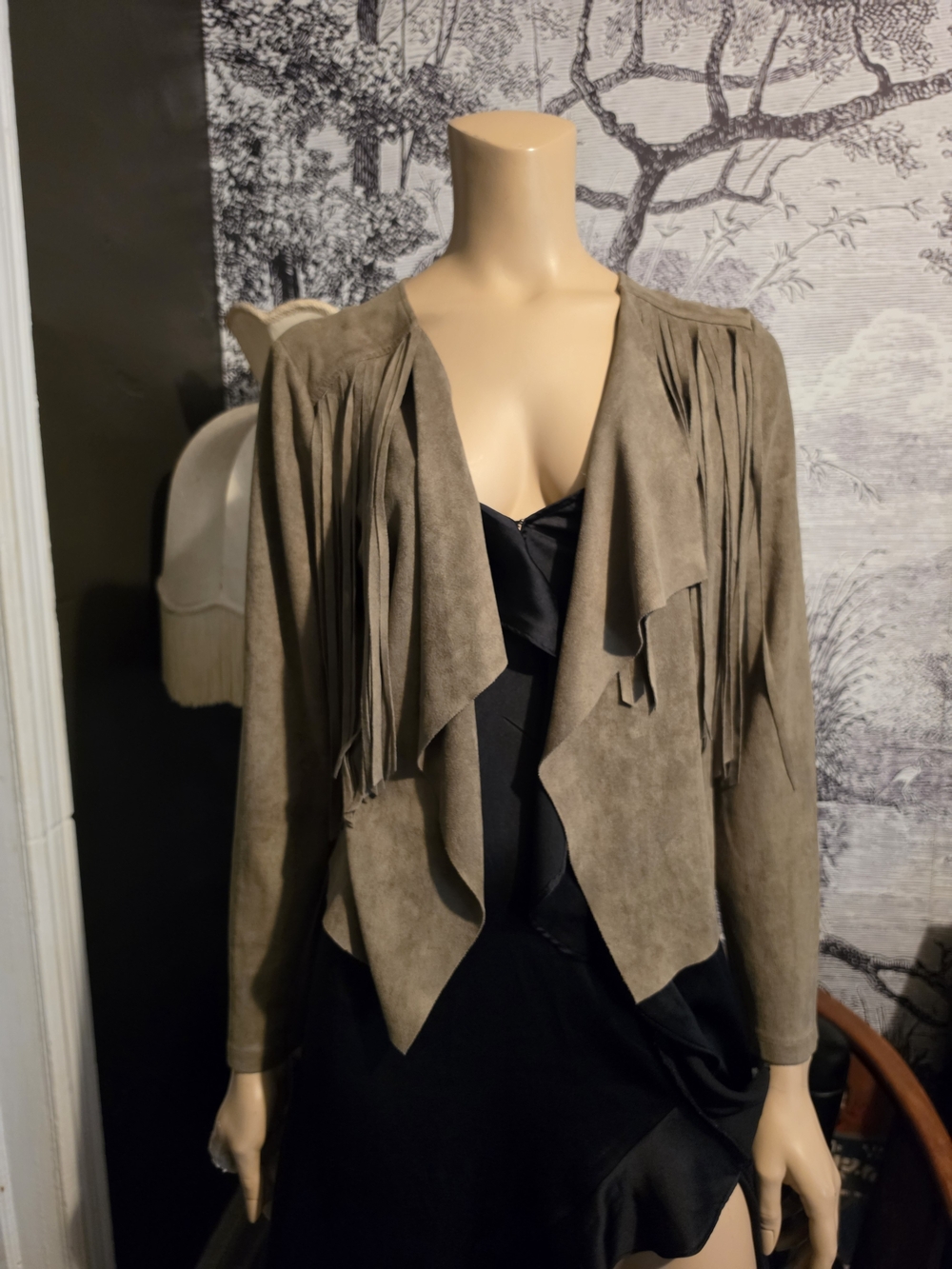 Makers of Dreams Faux Suede Fringe Drape Jacket (Size M) – NWOT
